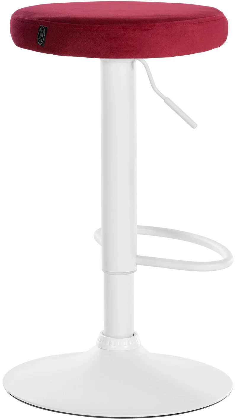 Lot de 2 tabourets de bar avec assise en tissu velours rouge et cadre métal blanc TDB10702
