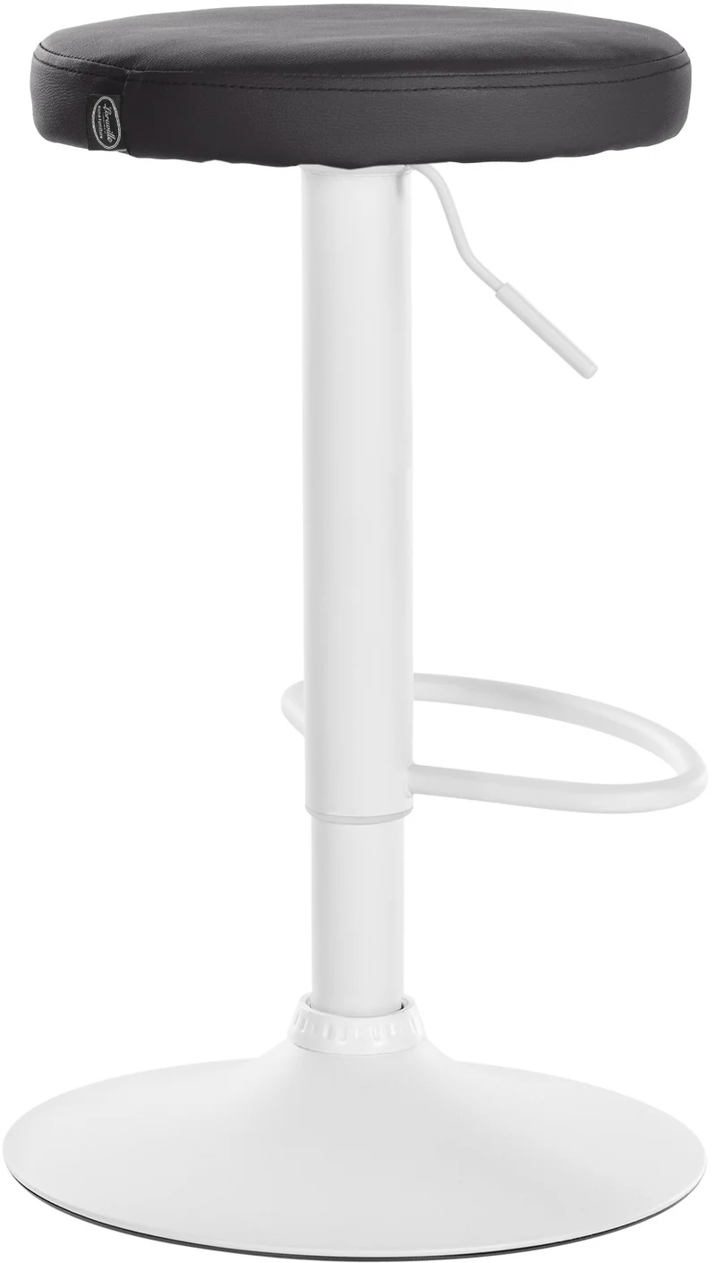 Lot de 2 tabourets de bar design simple avec assise en synthétique noir et cadre métal blanc TDB10682