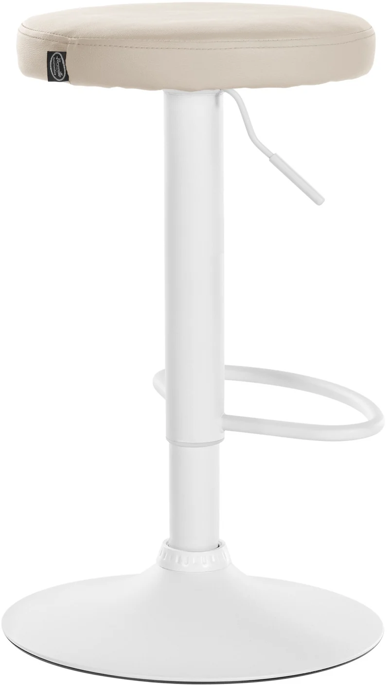 Lot de 2 tabourets de bar design simple avec assise en synthétique crème et cadre métal blanc TDB10679