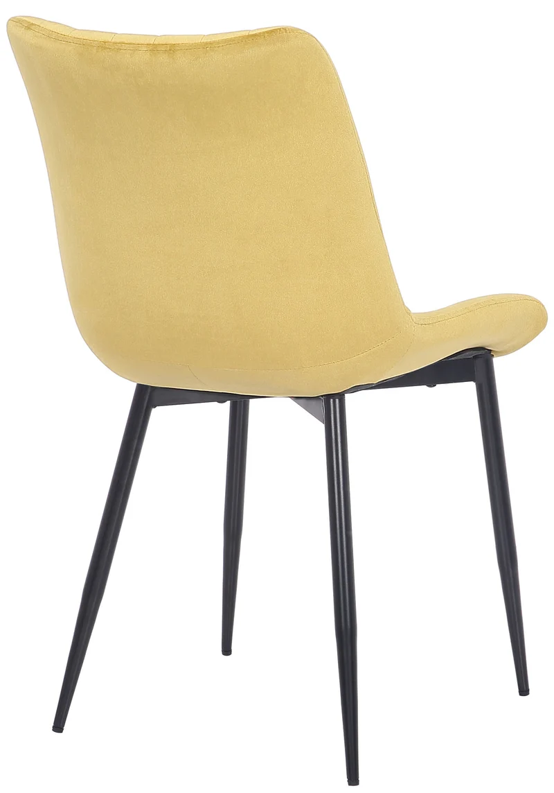 Lot de 2 chaises de salle à manger coutures décoratives verticales avec pieds en métal noir assise en velours jaune 10_0001749