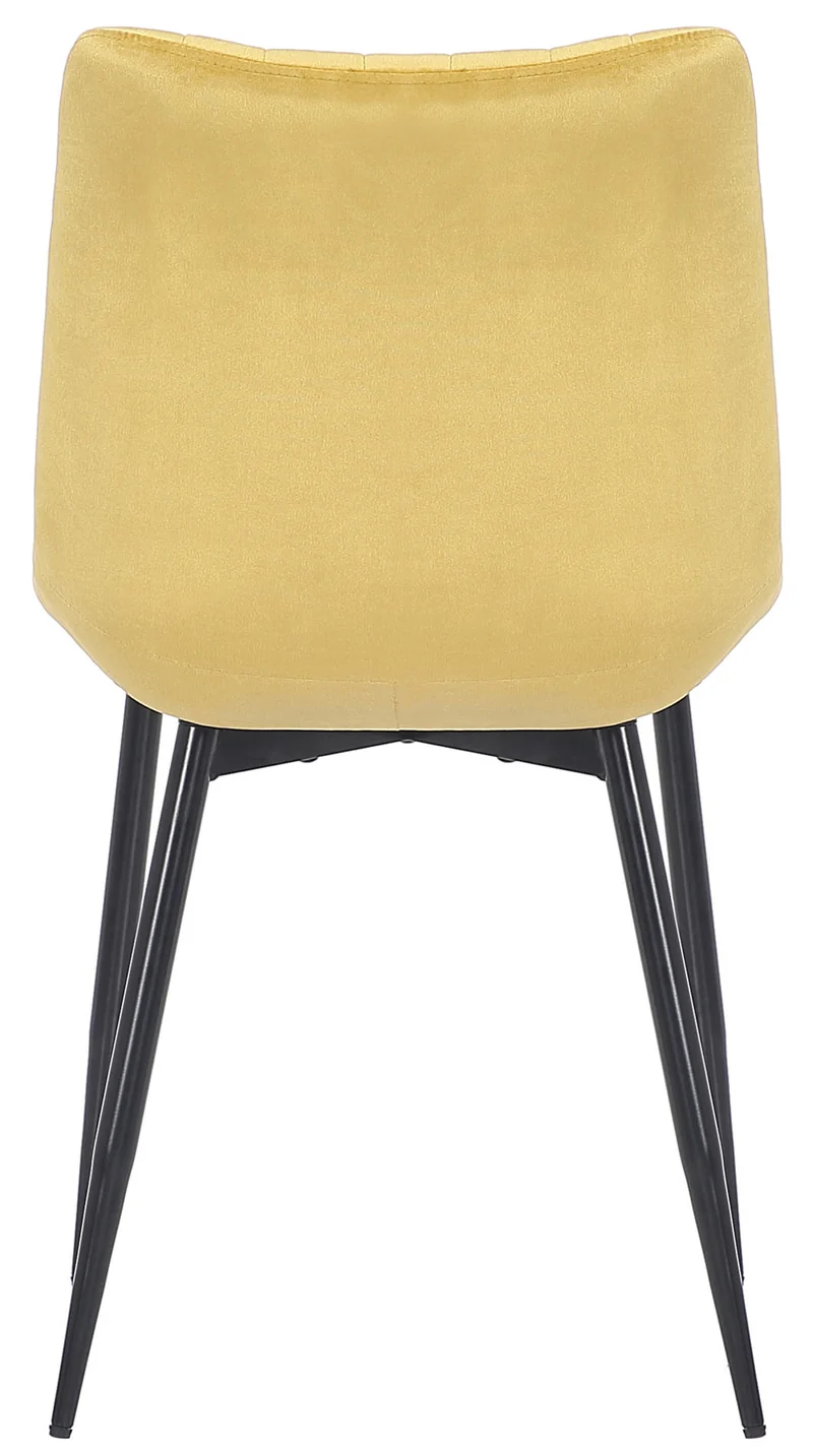 Lot de 2 chaises de salle à manger coutures décoratives verticales avec pieds en métal noir assise en velours jaune 10_0001749