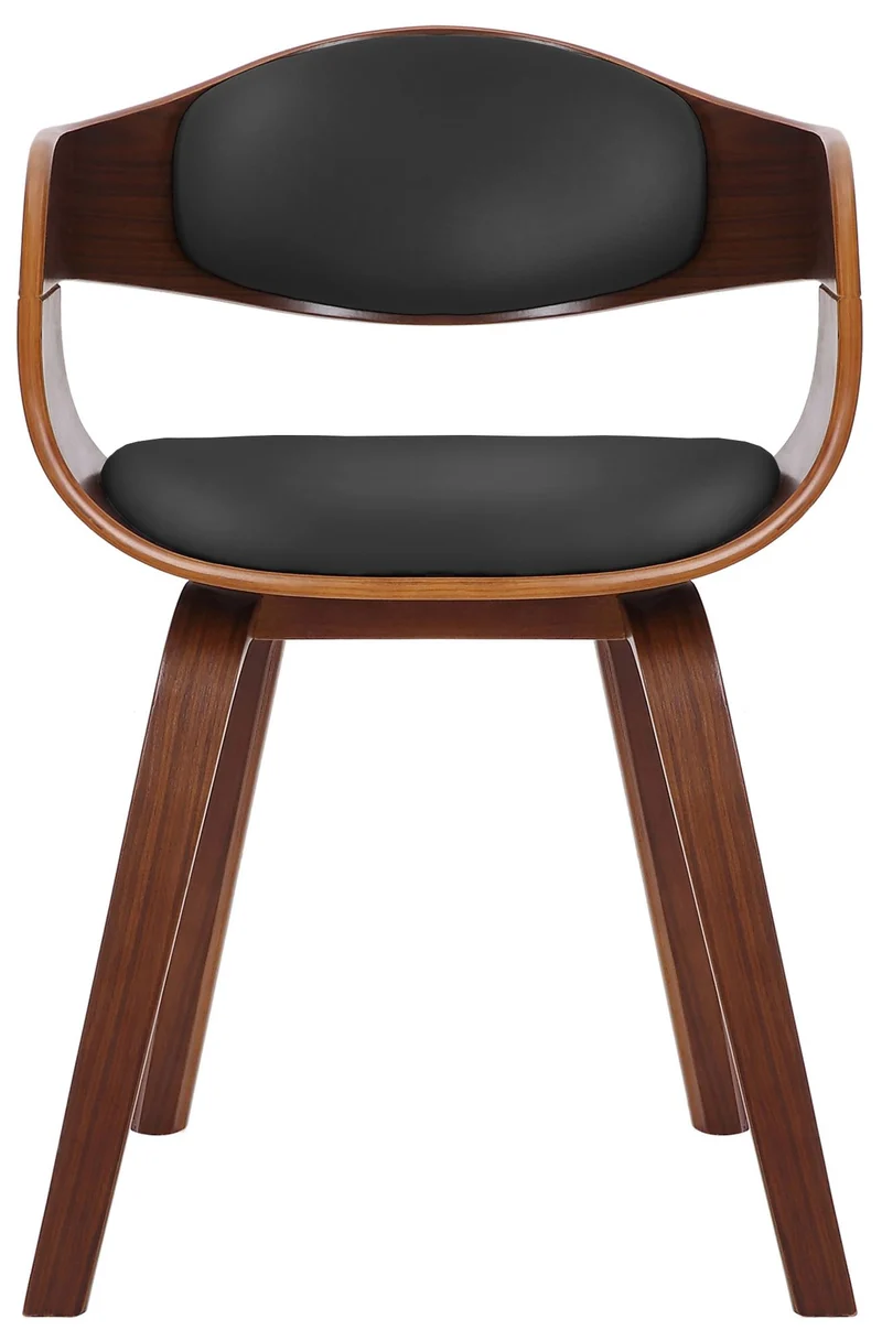 Chaise de salle à manger design scandinave en PVC noir et structure en bois foncé 10_0001908