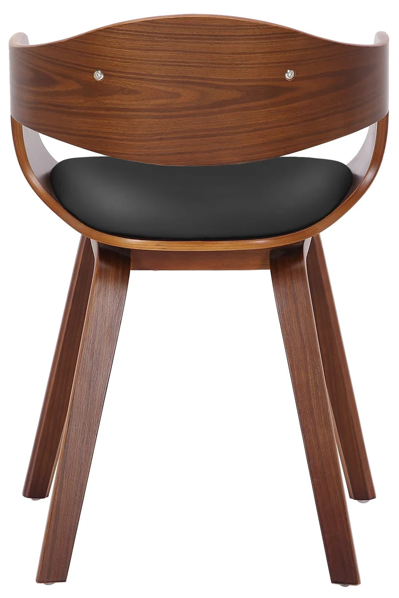 Chaise de salle à manger design scandinave en PVC noir et structure en bois foncé 10_0001908