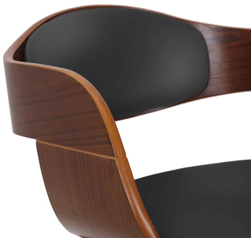 Chaise de salle à manger design scandinave en PVC noir et structure en bois foncé 10_0001908