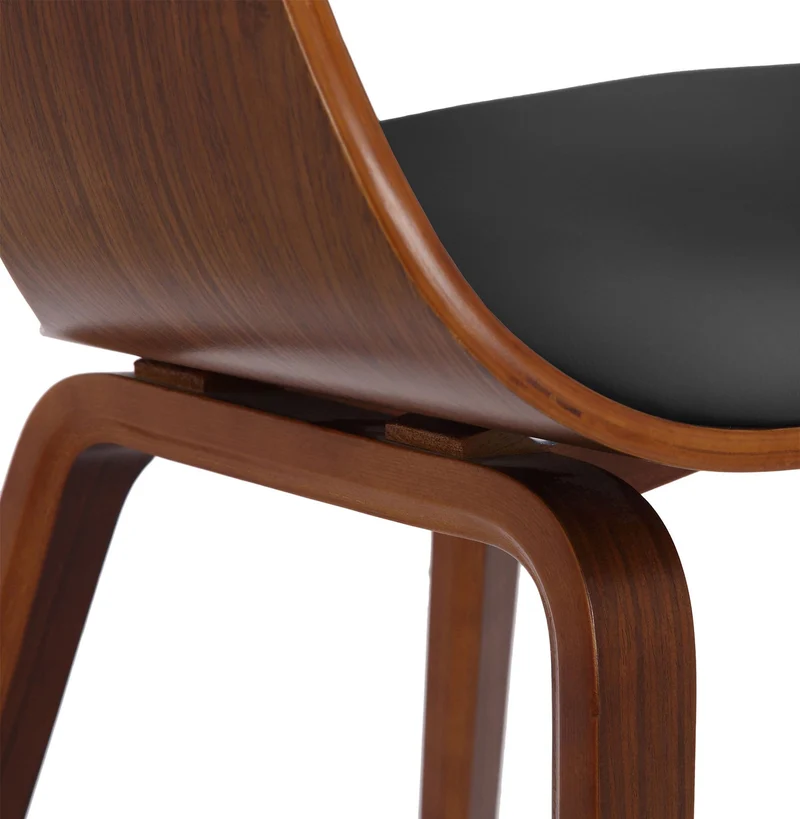 Chaise de salle à manger design scandinave en PVC noir et structure en bois foncé 10_0001908