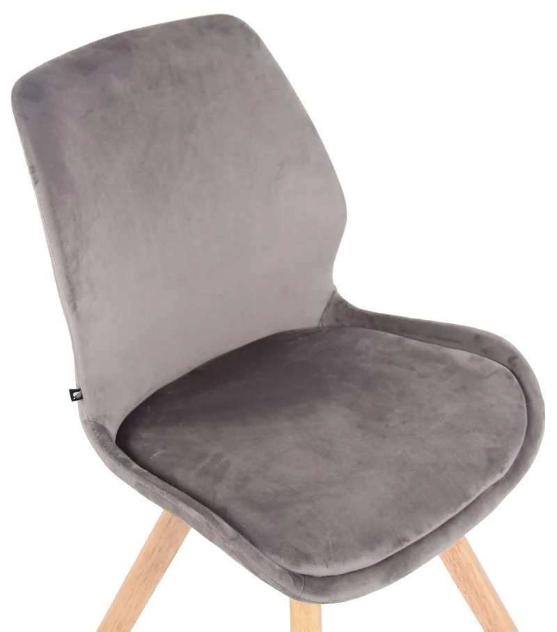 Lot de 4 chaises de salle à manger design scandinave en tissu velours gris pieds en bois 10_0001857
