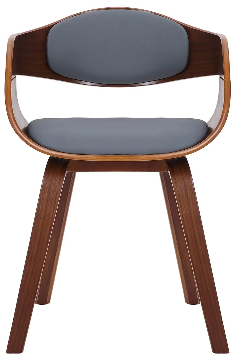 Chaise de salle à manger design scandinave en PVC gris et structure en bois foncé 10_0001913