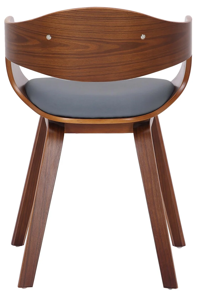Chaise de salle à manger design scandinave en PVC gris et structure en bois foncé 10_0001913