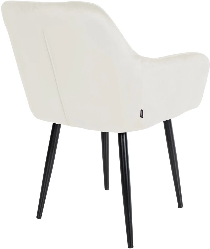 Set de 2 chaises de salle à manger design et confortable en velours crème et métal noir 10_0001626