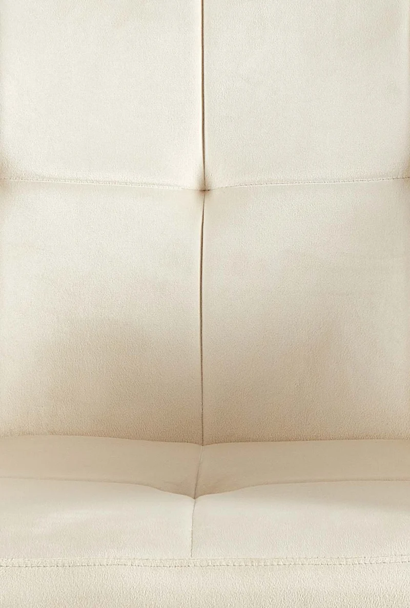Chaise de salle à manger bureau salle d'attente couture décorative assise en velours crème pieds en métal noir 10_0001903