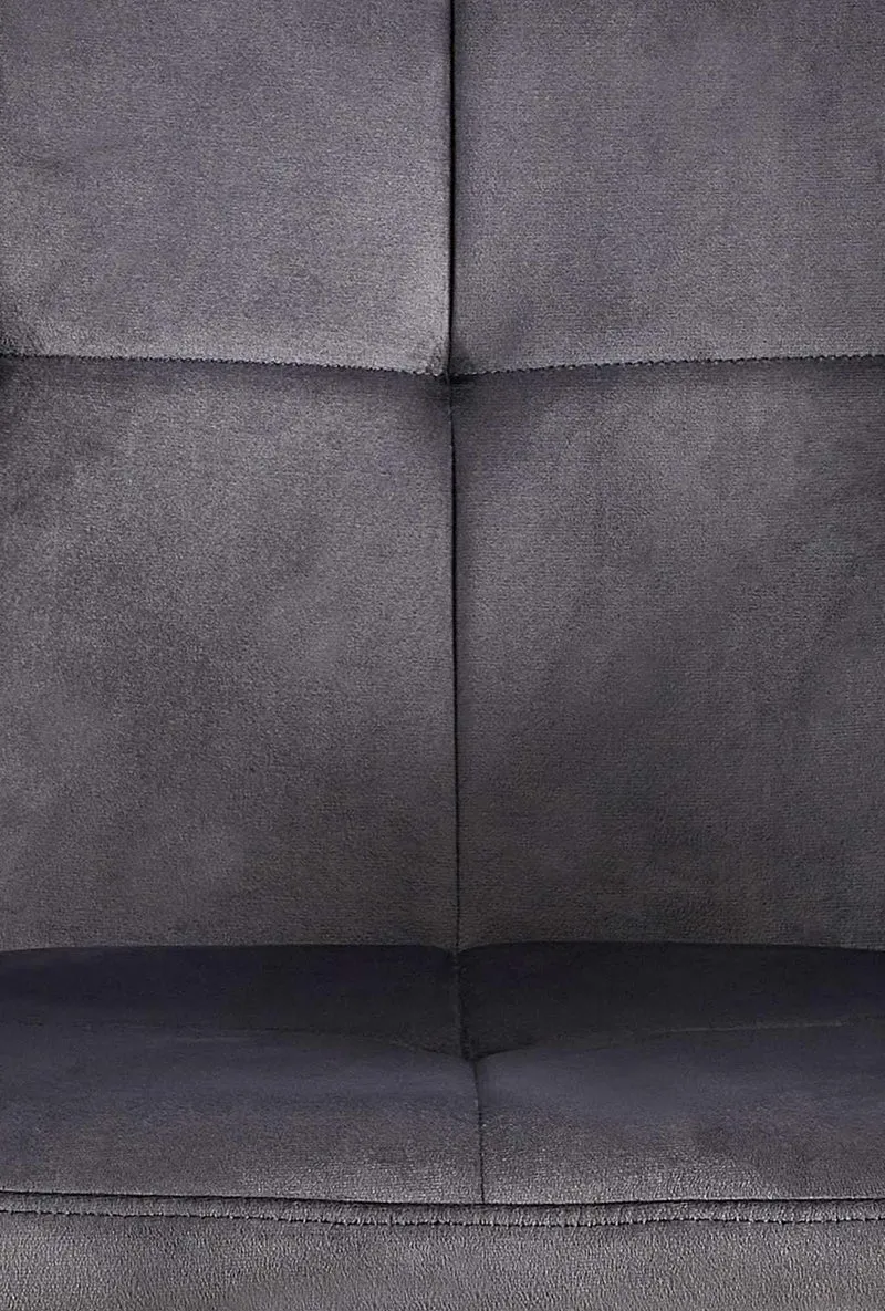 Chaise de salle à manger bureau salle d'attente couture décorative assise en velours gris pieds en métal noir 10_0001901