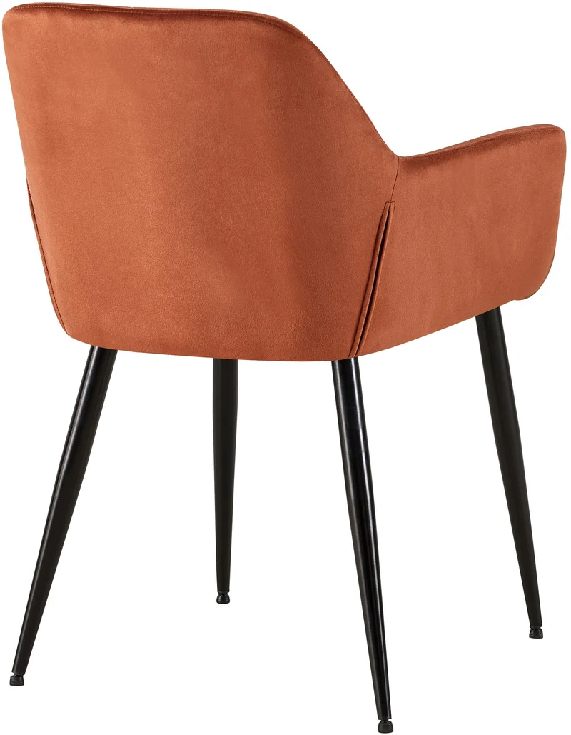 Chaise de salle à manger bureau coutures décoratives carrées en velours marron pieds en métal noir 10_0001900