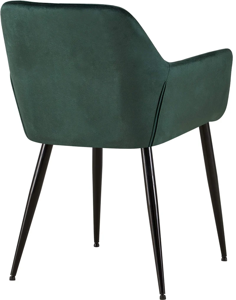 Chaise de salle à manger bureau coutures décoratives carrées en velours vert pieds en métal noir 10_0001899