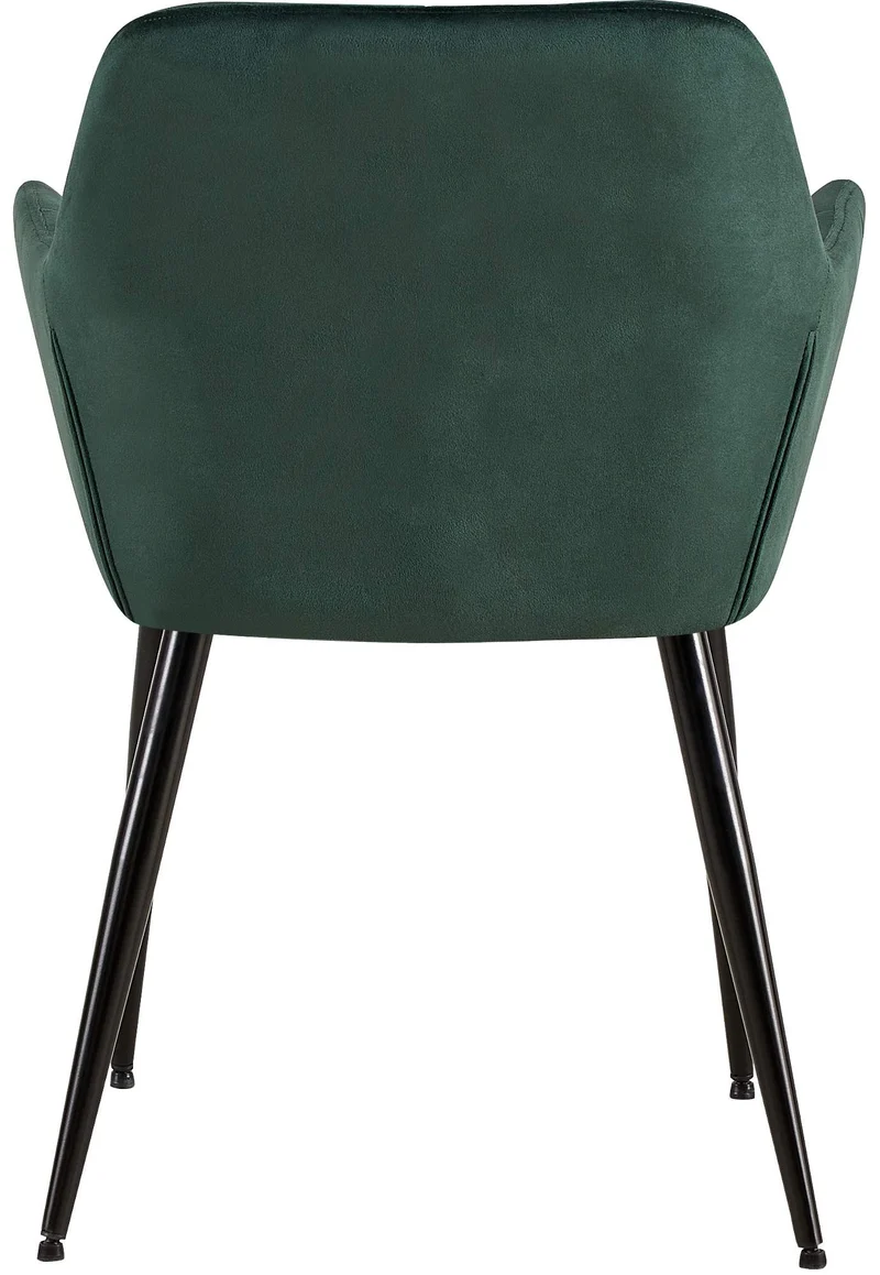 Chaise de salle à manger bureau coutures décoratives carrées en velours vert pieds en métal noir 10_0001899