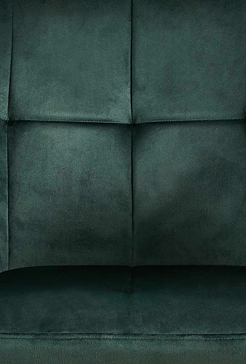 Chaise de salle à manger bureau coutures décoratives carrées en velours vert pieds en métal noir 10_0001899
