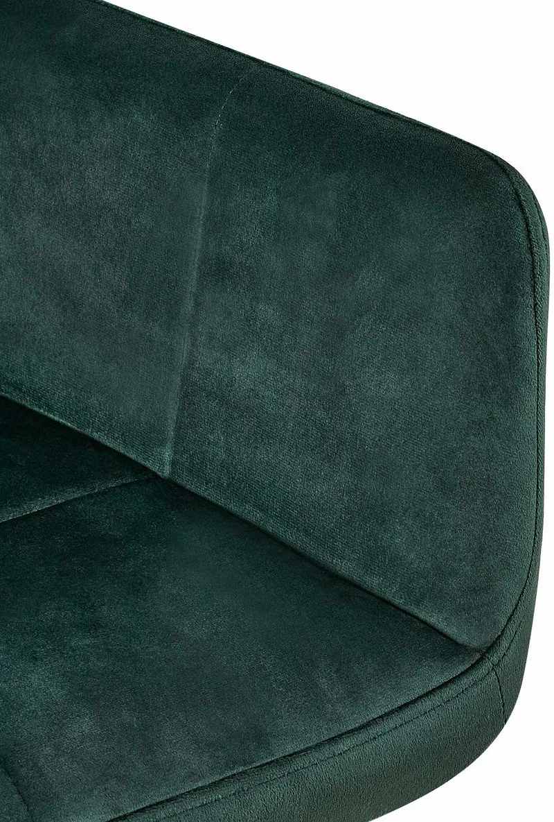 Chaise de salle à manger bureau coutures décoratives carrées en velours vert pieds en métal noir 10_0001899
