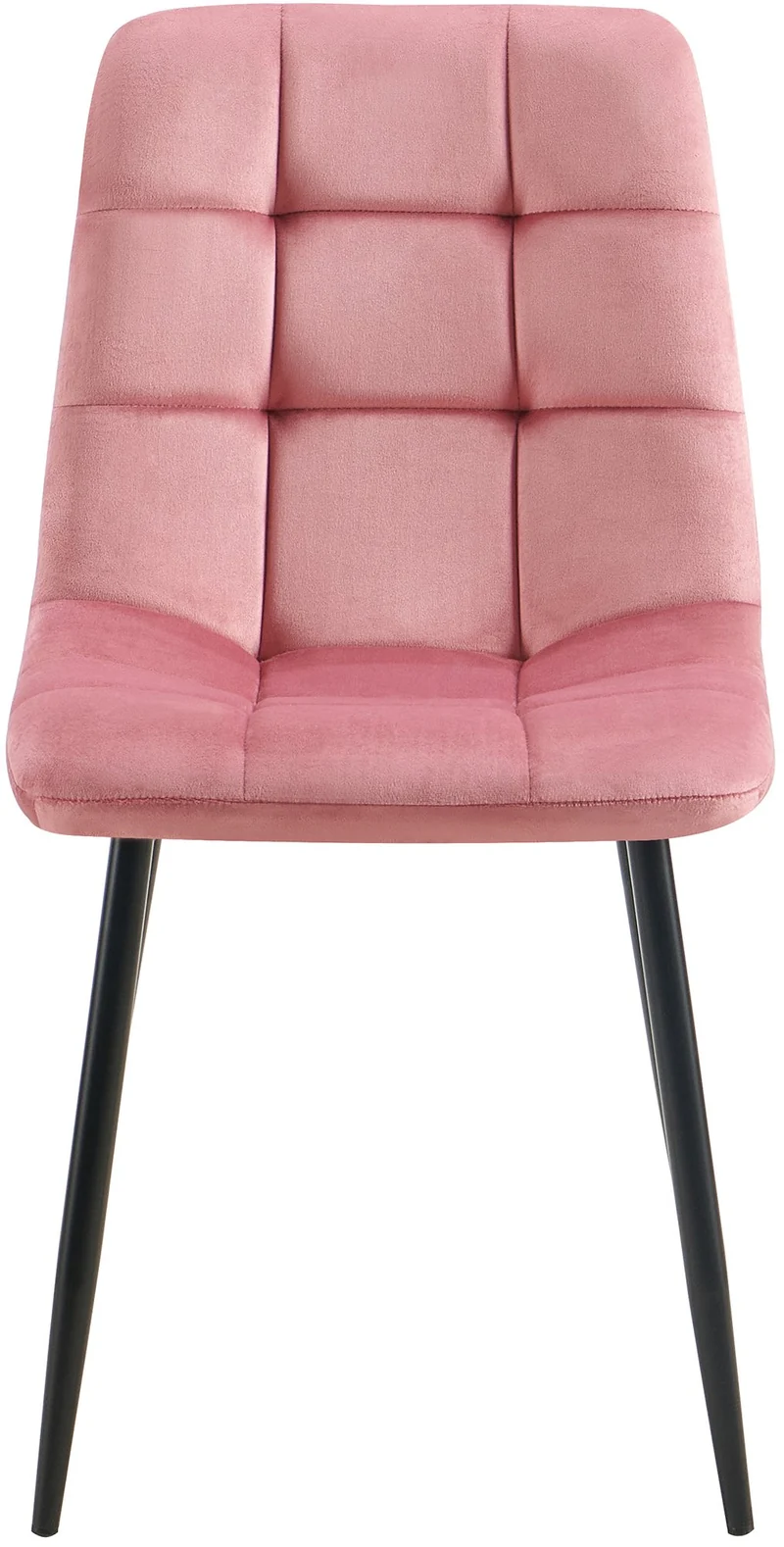 Lot de 4 chaises de salle à manger coutures forme carrées en tissu velours rose pieds en métal noir 10_0001799