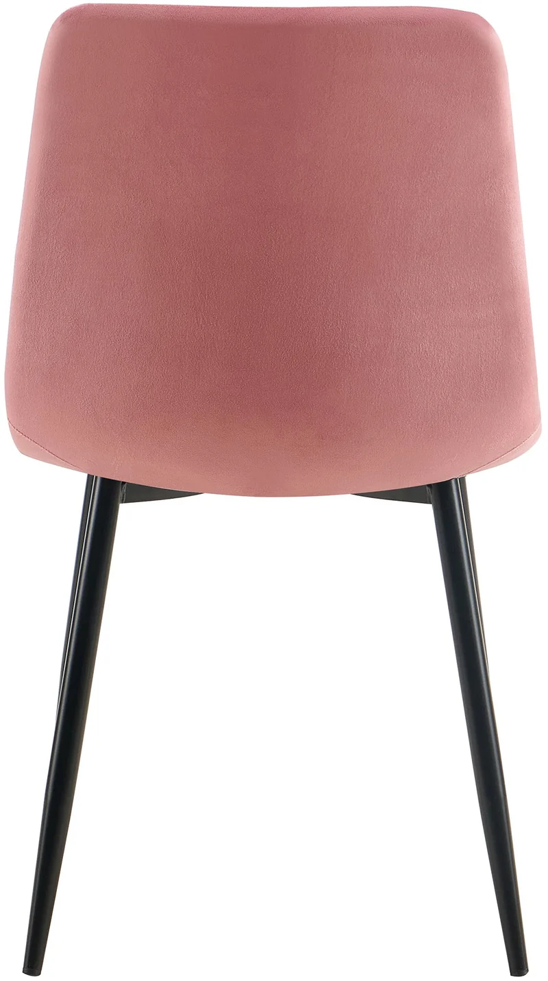 Lot de 4 chaises de salle à manger coutures forme carrées en tissu velours rose pieds en métal noir 10_0001799