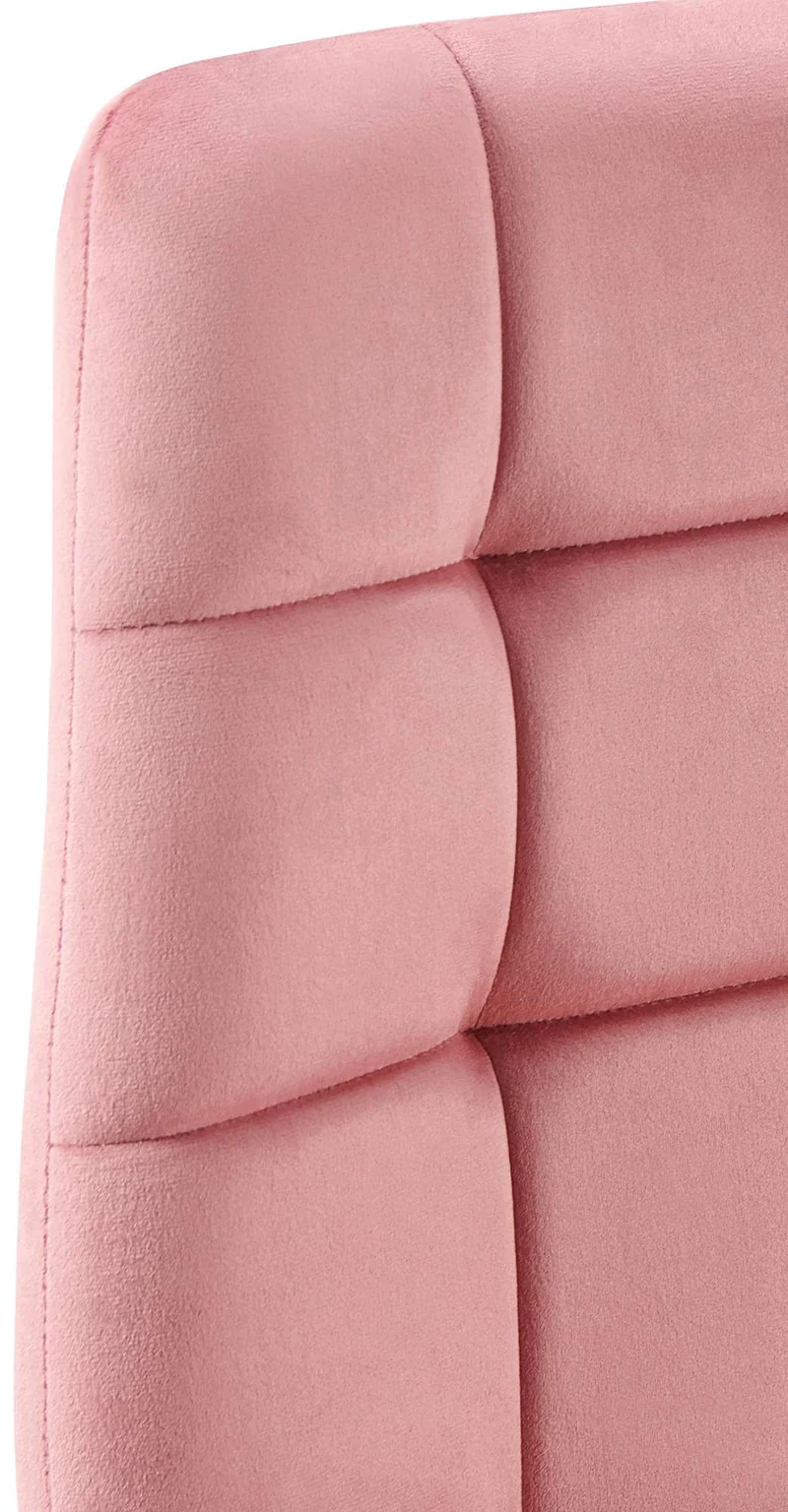 Lot de 4 chaises de salle à manger coutures forme carrées en tissu velours rose pieds en métal noir 10_0001799