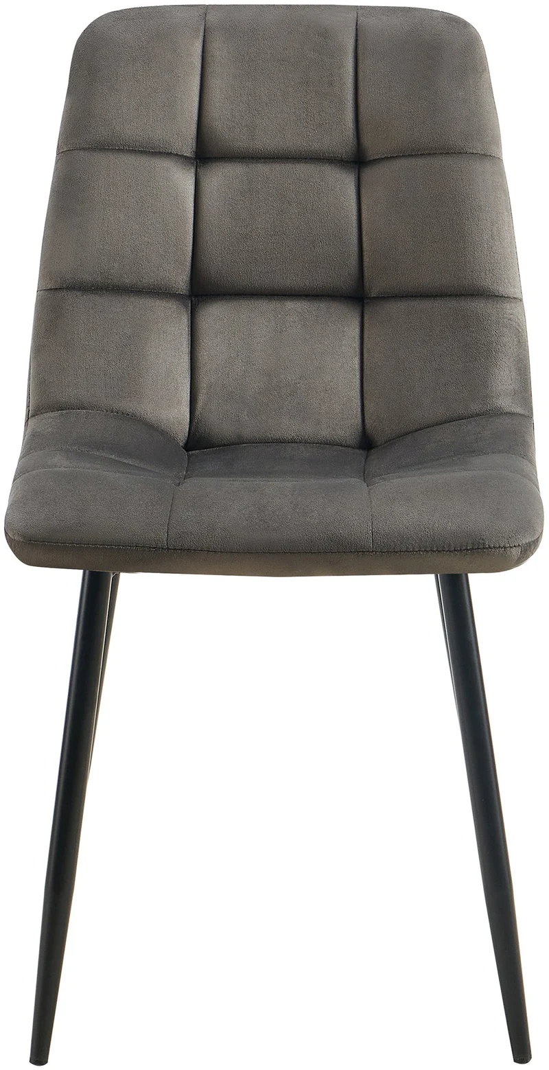 Lot de 4 chaises de salle à manger coutures forme carrées en tissu velours anthracite pieds en métal noir 10_0001798