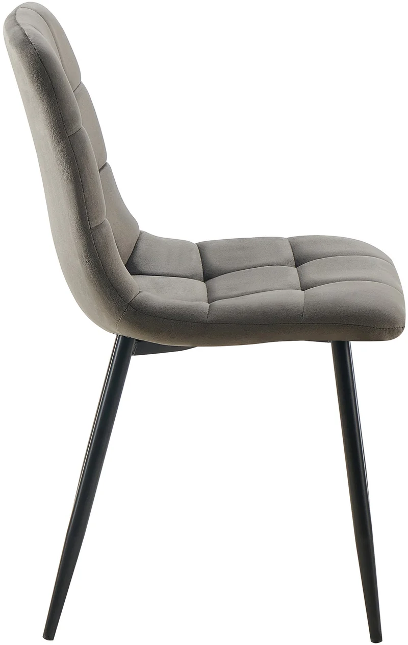 Lot de 4 chaises de salle à manger coutures forme carrées en tissu velours anthracite pieds en métal noir 10_0001798