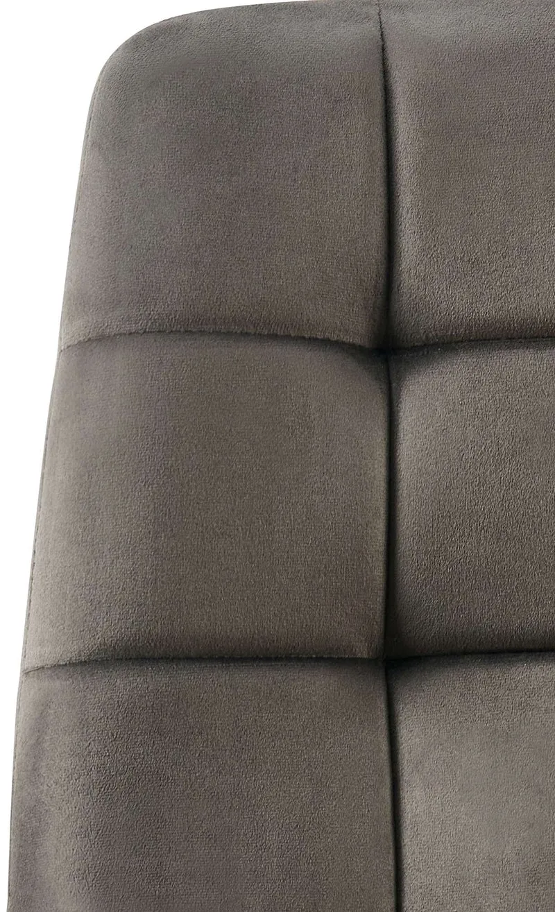 Lot de 4 chaises de salle à manger coutures forme carrées en tissu velours anthracite pieds en métal noir 10_0001798