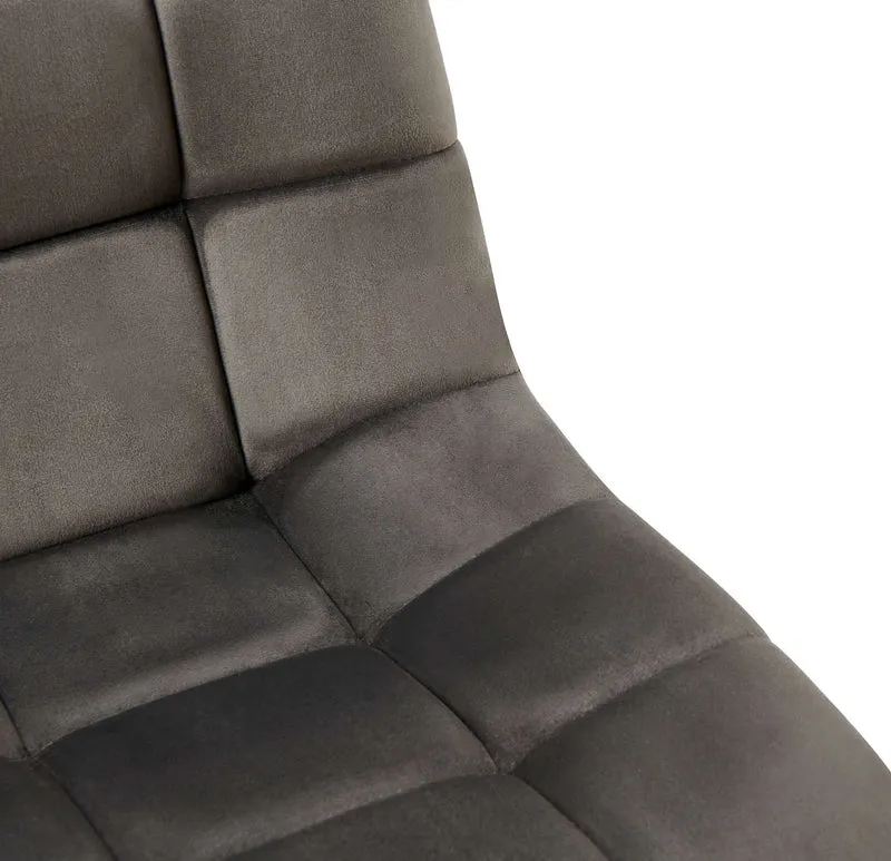 Lot de 4 chaises de salle à manger coutures forme carrées en tissu velours anthracite pieds en métal noir 10_0001798