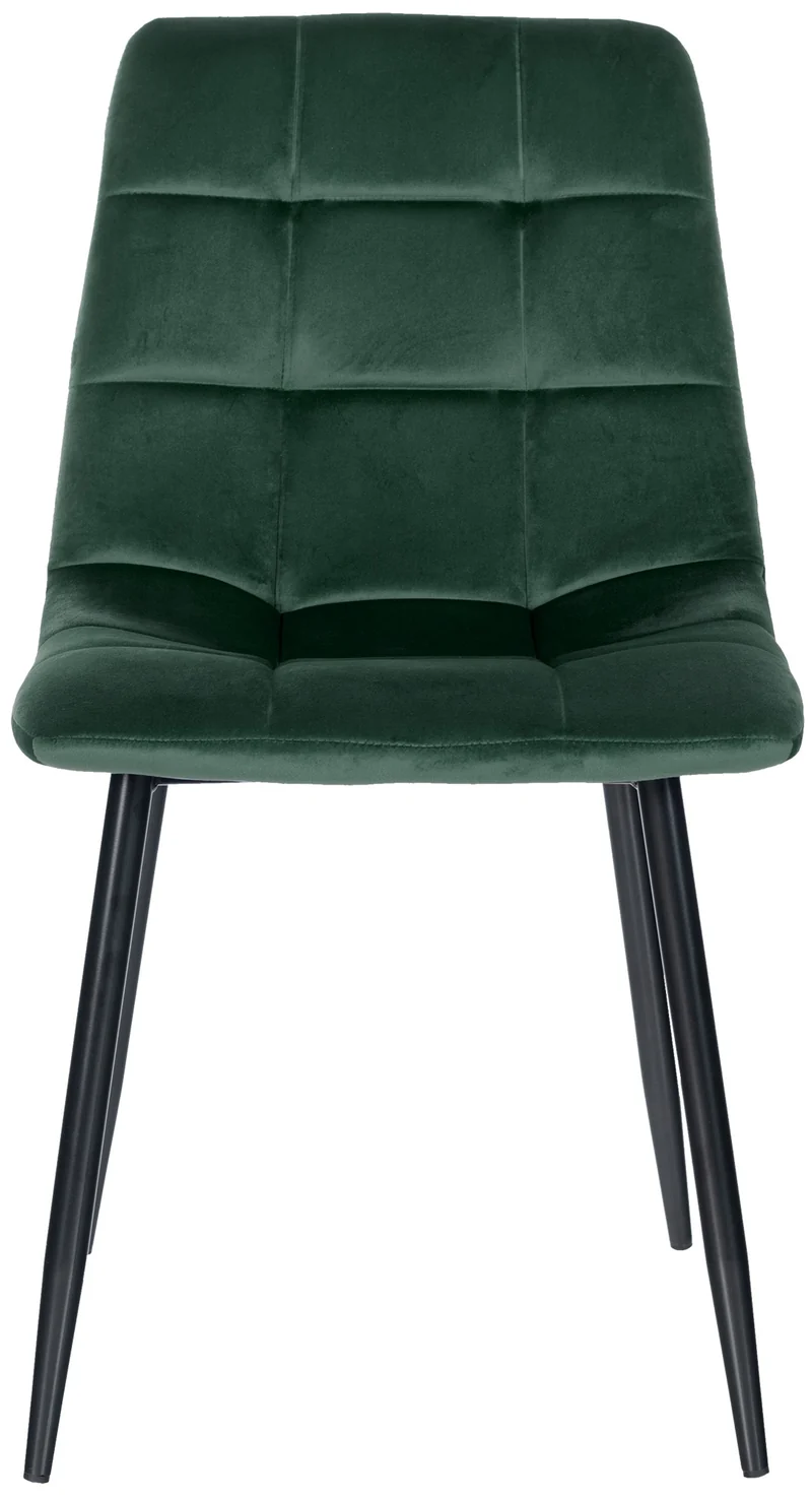 Lot de 4 chaises de salle à manger coutures forme carrées en tissu velours vert foncé pieds en métal noir 10_0001793