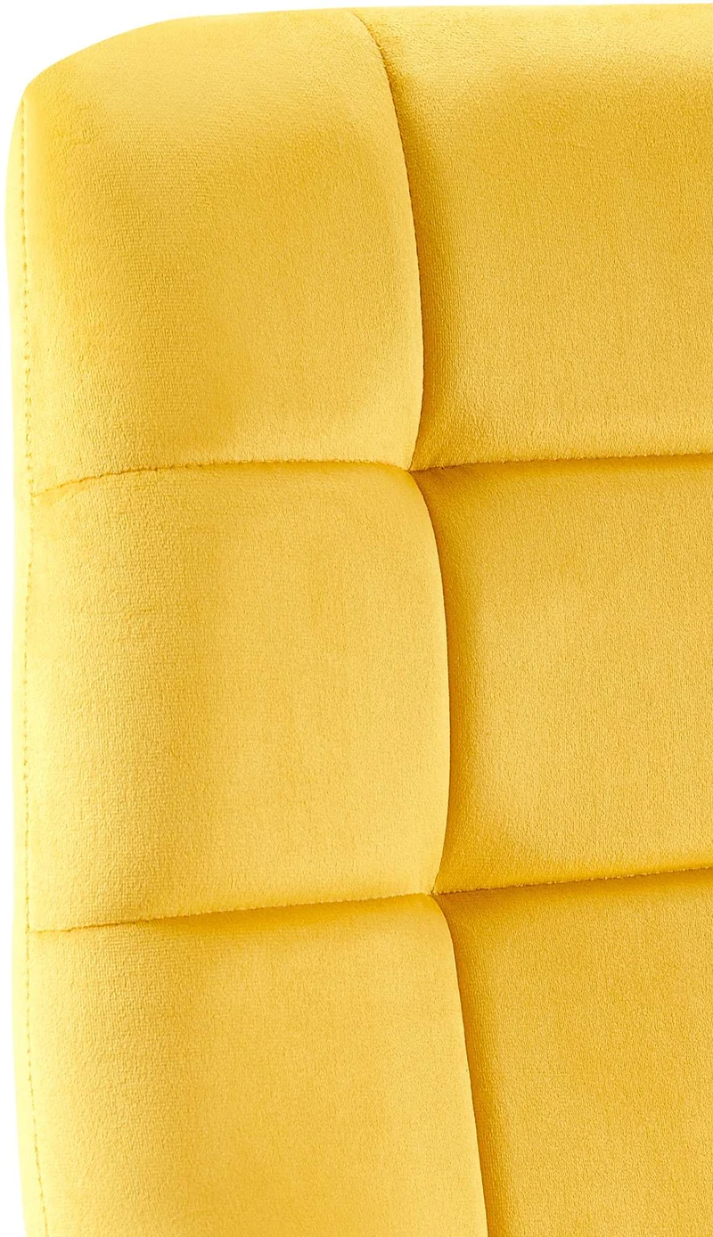 Lot de 4 chaises de salle à manger coutures forme carrées en tissu velours jaune pieds en métal noir 10_0001796