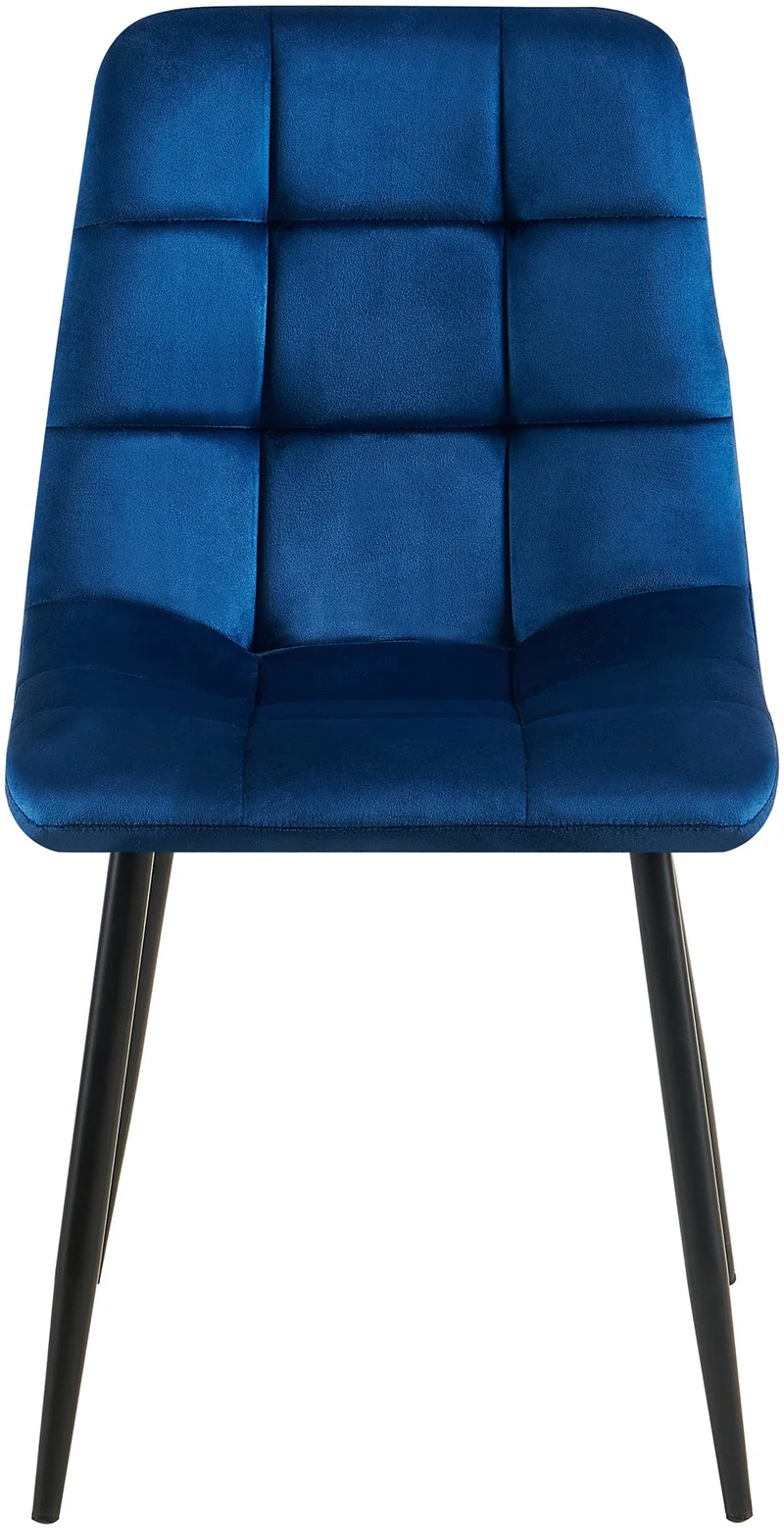 Lot de 4 chaises de salle à manger coutures forme carrées en tissu velours bleu foncé pieds en métal noir 10_0001795