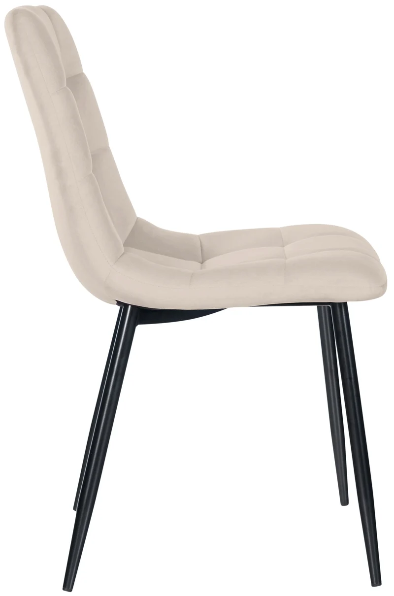 Lot de 4 chaises de salle à manger style moderne et confortable en tissu velours crème et métal noir 10_0001794