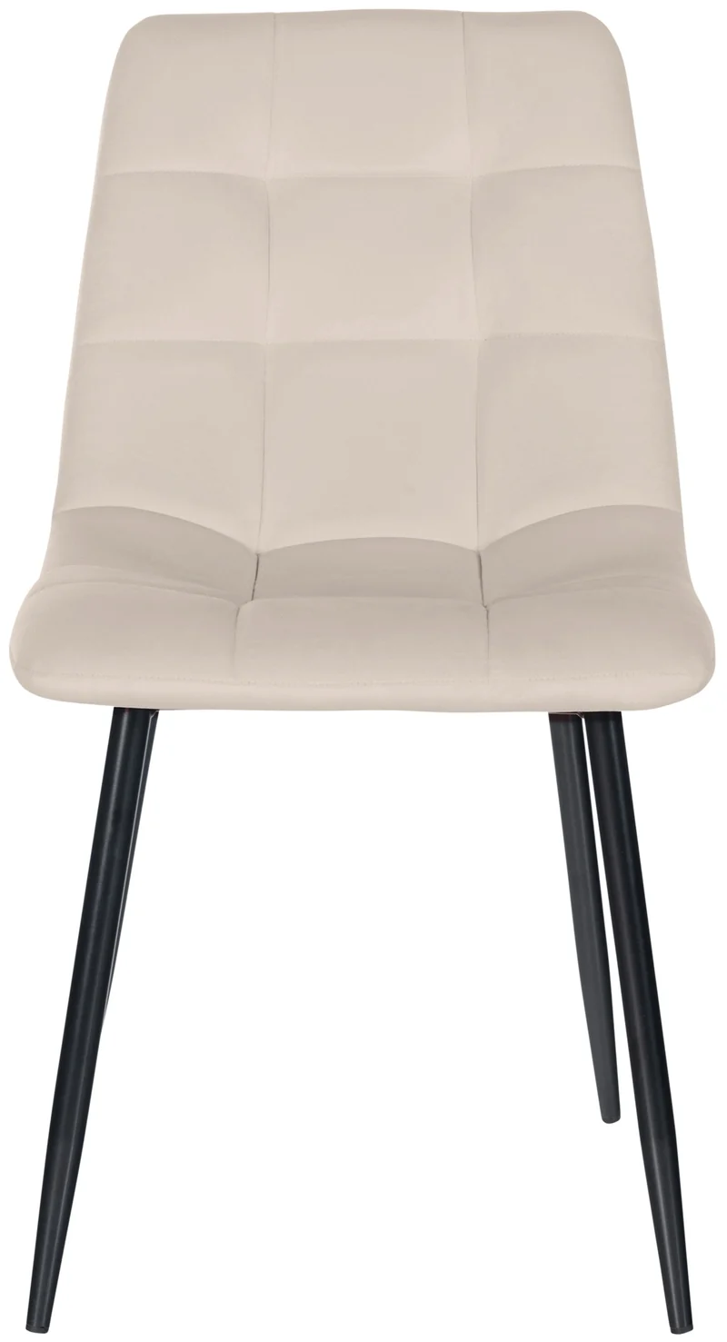 Lot de 4 chaises de salle à manger style moderne et confortable en tissu velours crème et métal noir 10_0001794