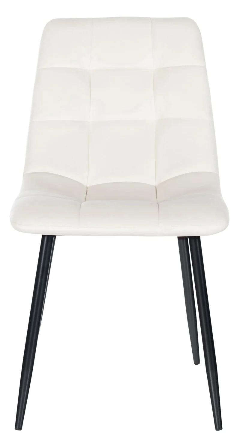 Lot de 4 chaises de salle à manger style moderne et confortable en tissu velours blanc crème et métal noir 10_0001791