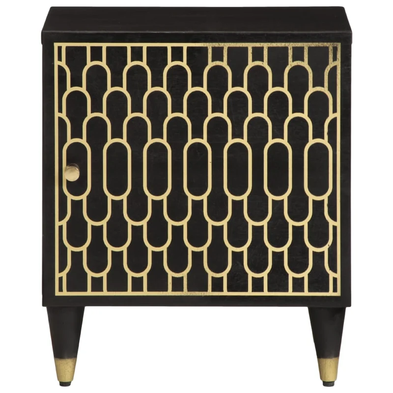 Table de chevet avec compartiment avec porte 40 x 33 x 46 cm bois de manguier et fer DEC032973