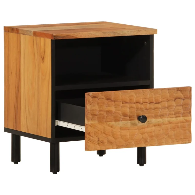 Table de chevet avec tiroir et étagère 40 x 33 x 46 cm bois d'acacia et fer DEC032959