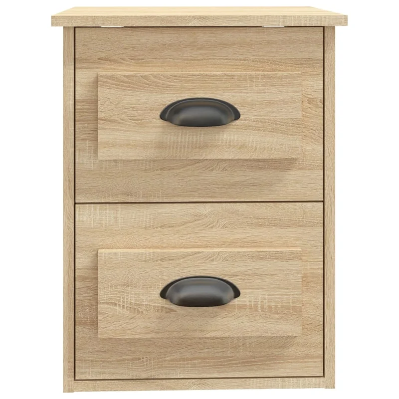 Table de chevet murale avec deux tiroirs 41,5 x 36 x 53 cm en bois d'ingénierie couleur chêne DEC034286
