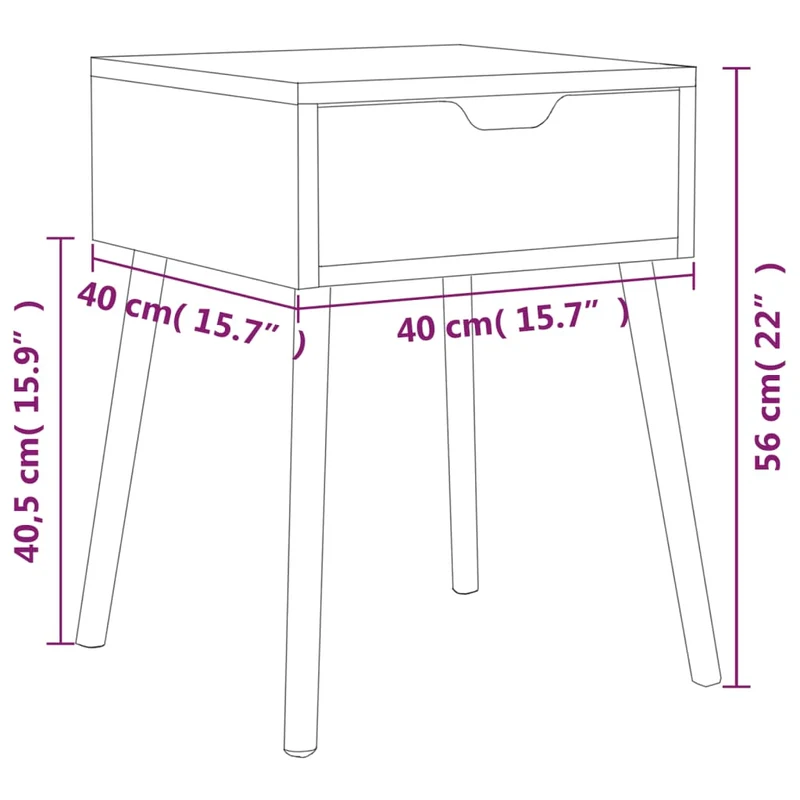 Table de chevet avec tiroir 40 x 40 x 56 cm bois d'ingénierie gris DEC034028
