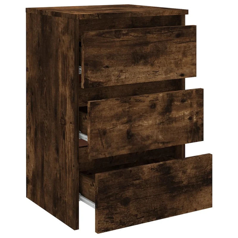 Table de chevet avec 3 tiroirs 40 x 35 x 62,5 cm bois d'ingénierie marron DEC033596