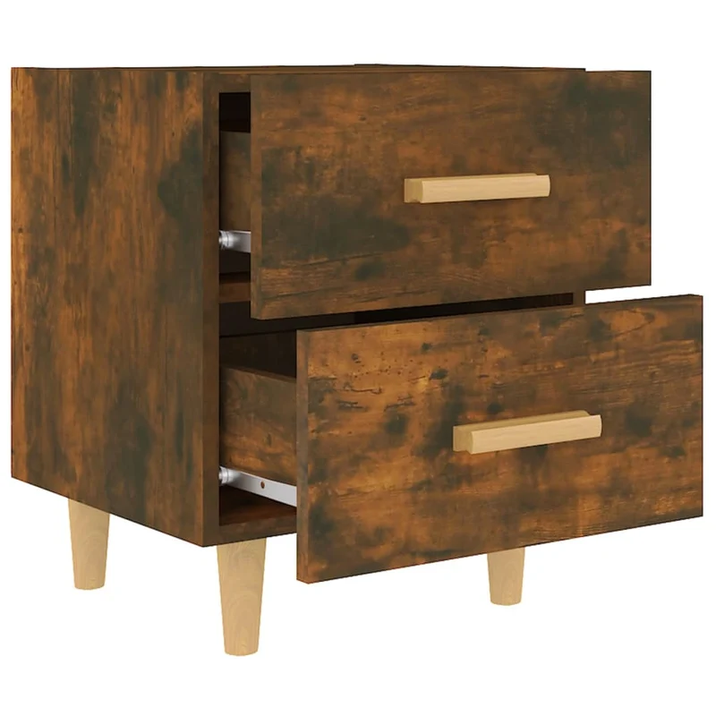 Table de chevet avec deux tiroirs 40 x 35 x 47,5 cm bois d'ingénierie marron DEC033567