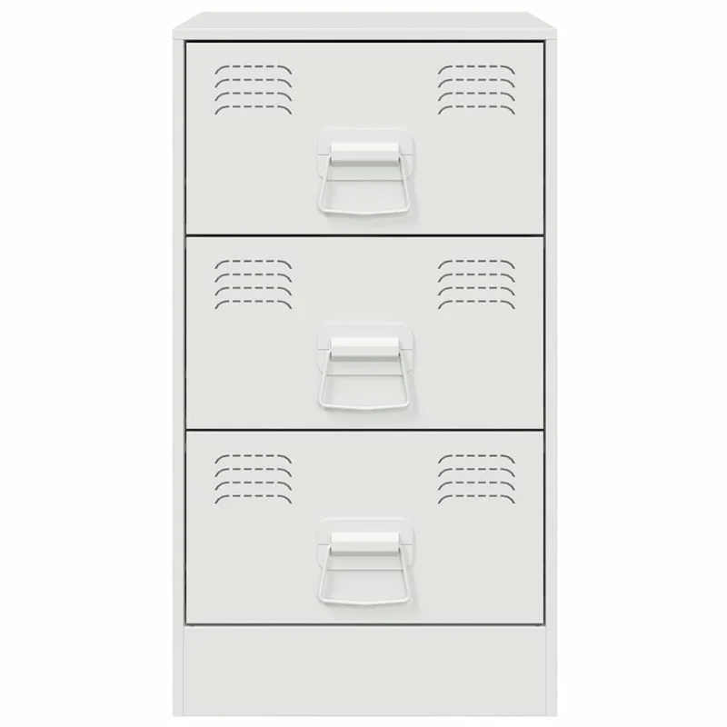 Table de chevet avec 3 tiroirs 34,5 x 39 x 62 cm acier blanc DEC033293