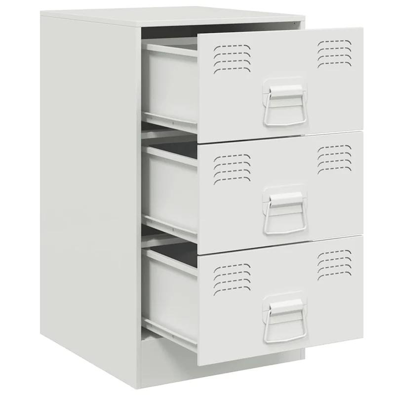 Table de chevet avec 3 tiroirs 34,5 x 39 x 62 cm acier blanc DEC033293