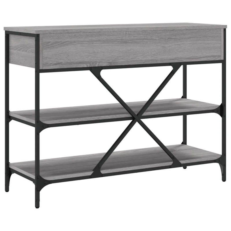 Table console avec tiroirs et étagères 100 x 34,5 x 75 cm en bois d'ingénierie gris DEC031636
