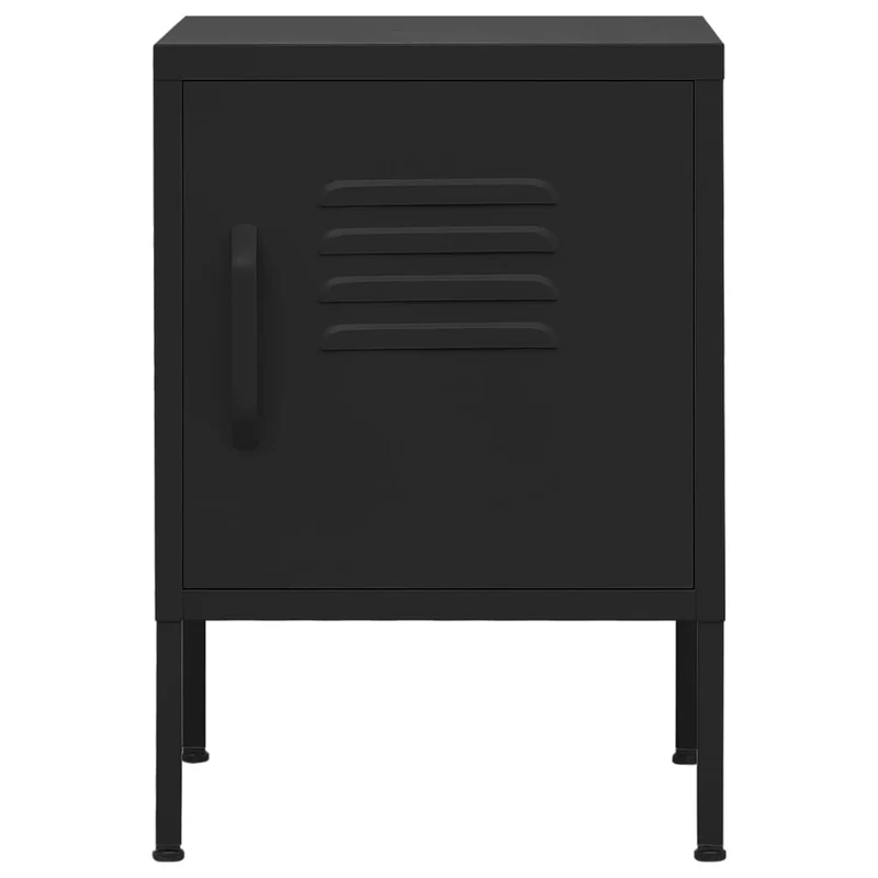 Table de chevet avec compartiment avec porte 35 x 35 x 51 cm acier noir DEC034362