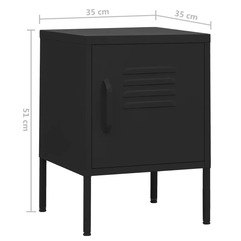 Table de chevet avec compartiment avec porte 35 x 35 x 51 cm acier noir DEC034362