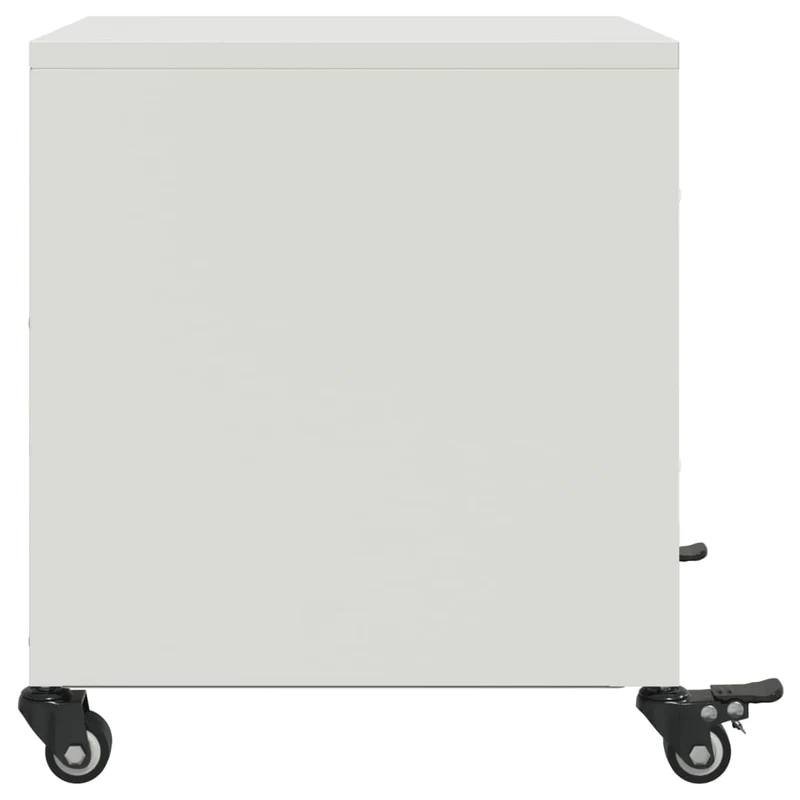 Table de chevet sur roulettes avec deux tiroirs 36 x 39 x 43,5 cm acier blanc DEC033303