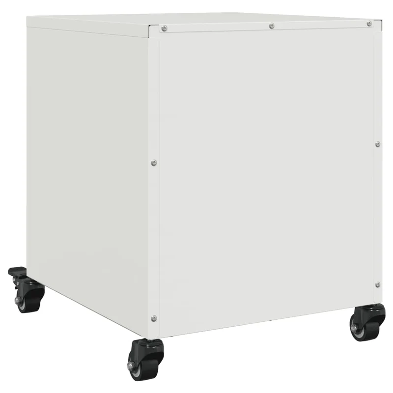 Table de chevet sur roulettes avec deux tiroirs 36 x 39 x 43,5 cm acier blanc DEC033303