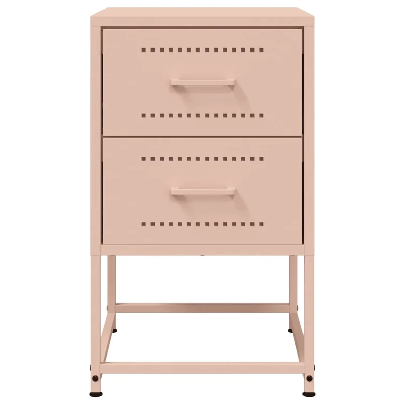 Table de chevet avec deux tiroirs 36 x 39 x 60,5 cm acier rose DEC034564