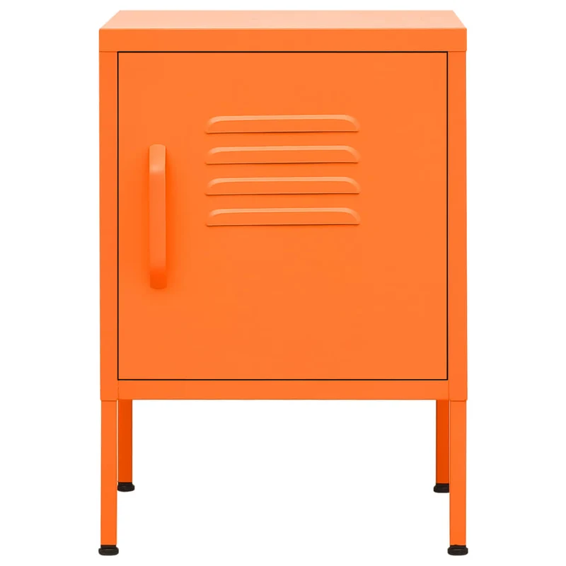 Table de chevet avec étagère réglable avec porte 35 x 35 x 51 cm acier orange DEC034553