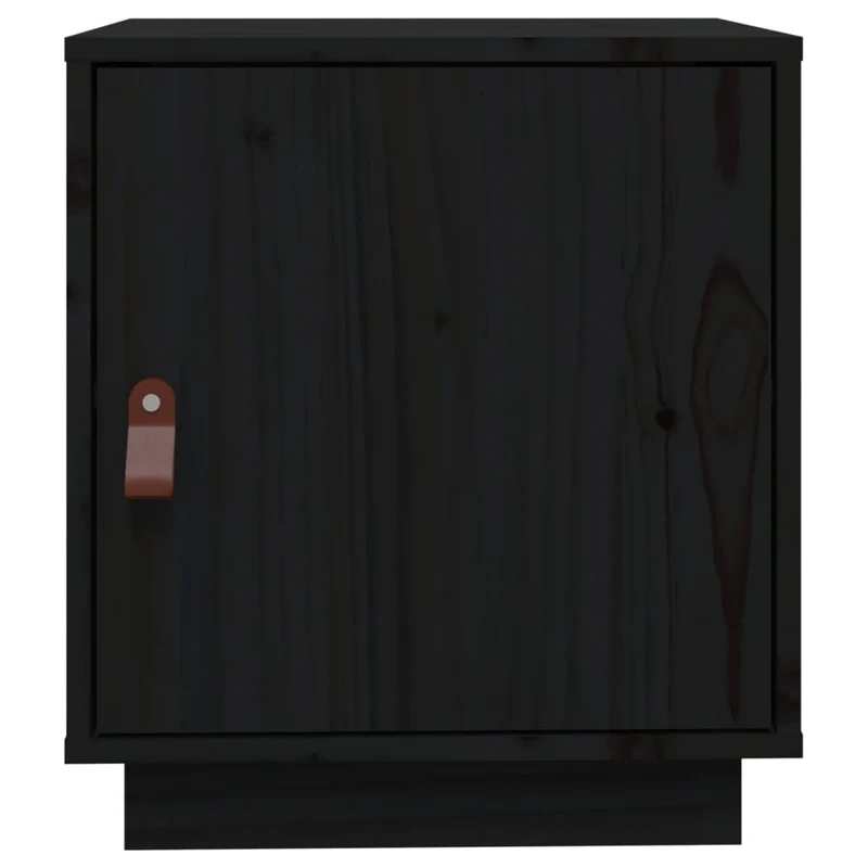 Table de chevet avec deux compartiments avec porte 40 x 34 x 45 cm bois de pin noir DEC034420