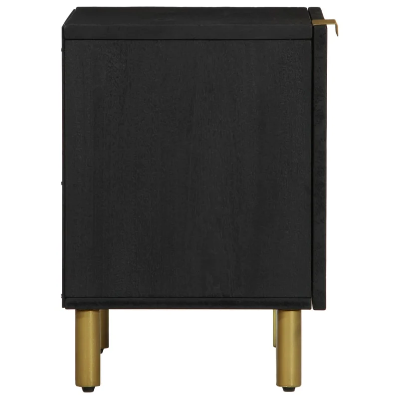 Table de chevet avec compartiment avec porte 40 x 33 x 46 cm bois de manguier noir DEC034413